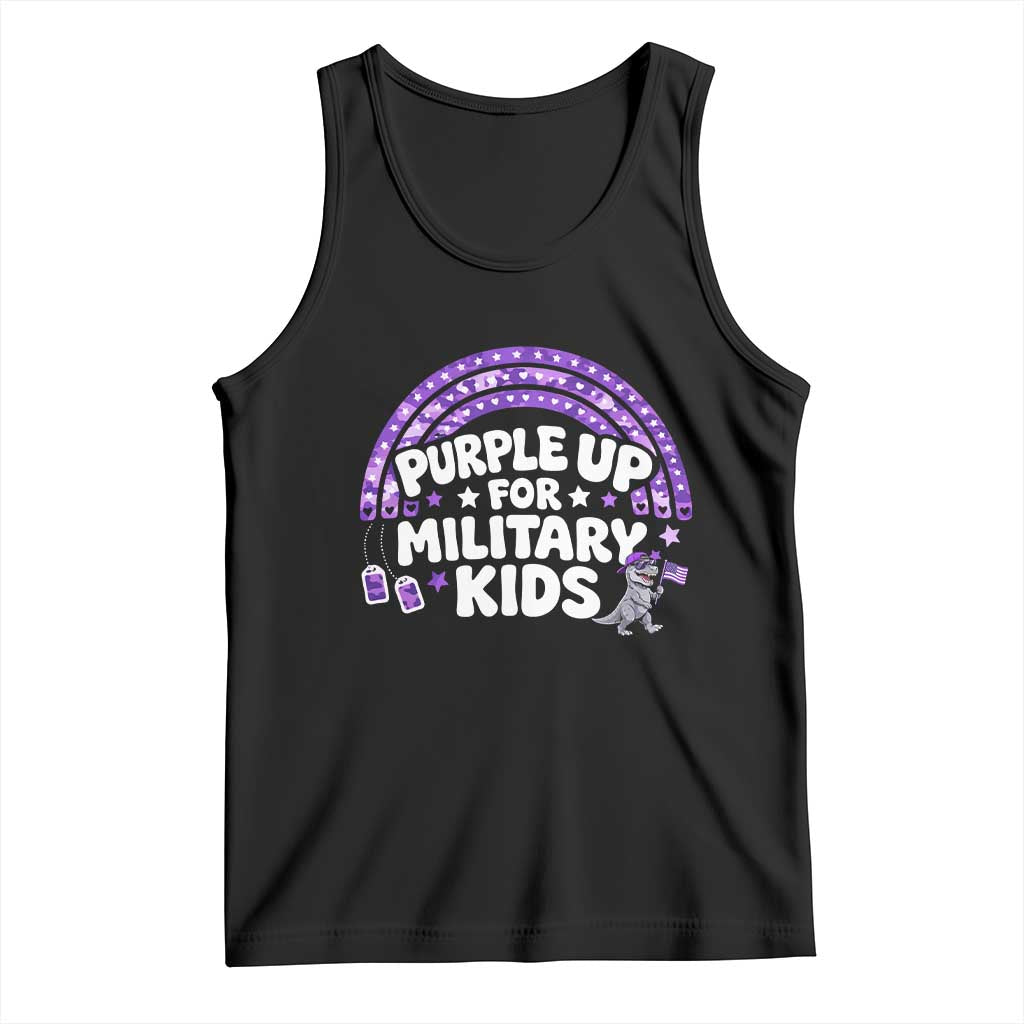 Purple Up For Military Kids Tank Top Cute Dino Dinosaur Proud Military Child Rainbow