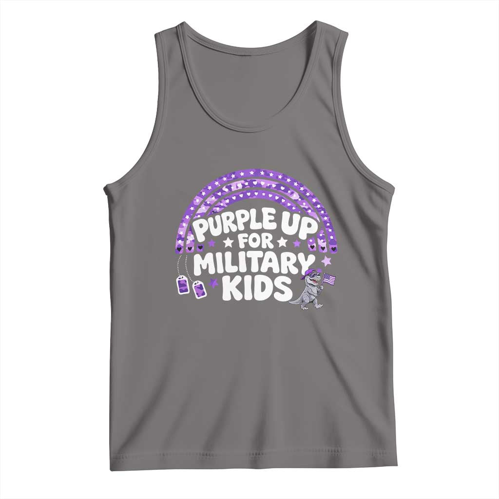 Purple Up For Military Kids Tank Top Cute Dino Dinosaur Proud Military Child Rainbow