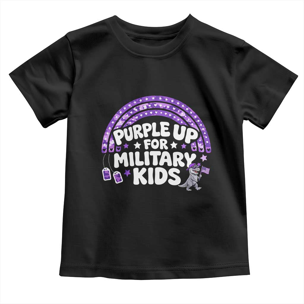 Purple Up For Military Kids Toddler T Shirt Cute Dino Dinosaur Proud Military Child Rainbow