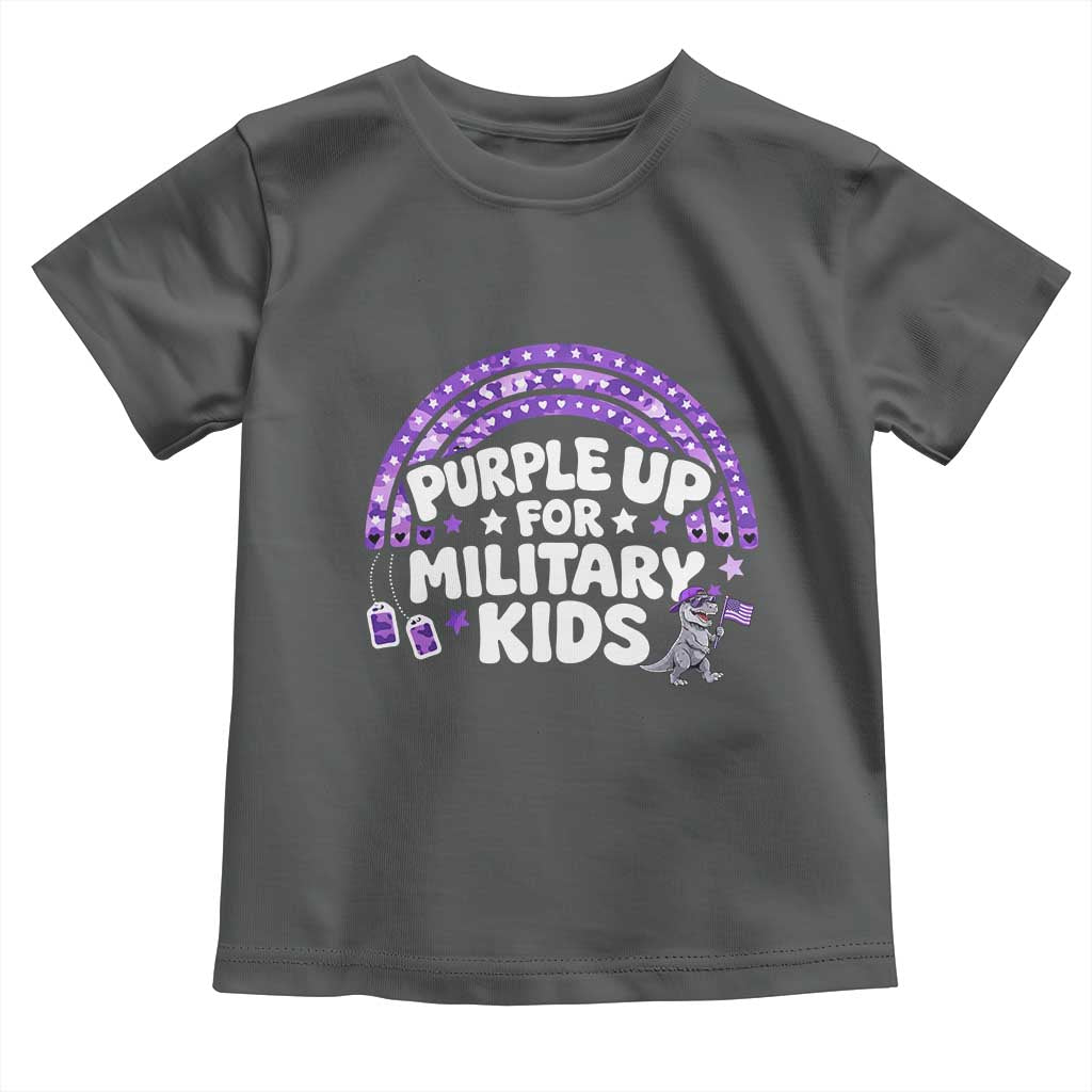 Purple Up For Military Kids Toddler T Shirt Cute Dino Dinosaur Proud Military Child Rainbow