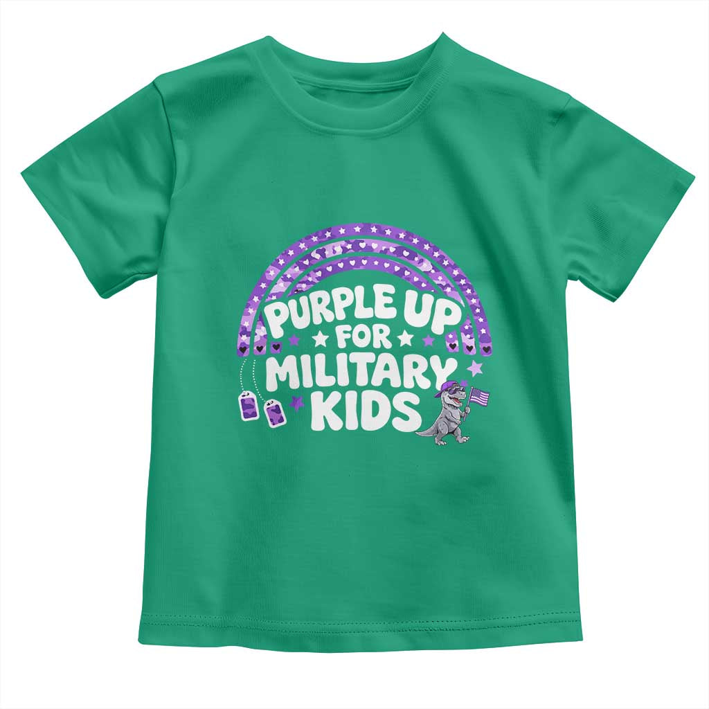 Purple Up For Military Kids Toddler T Shirt Cute Dino Dinosaur Proud Military Child Rainbow