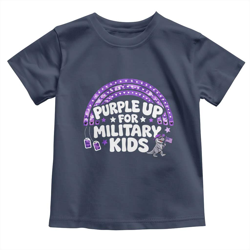 Purple Up For Military Kids Toddler T Shirt Cute Dino Dinosaur Proud Military Child Rainbow