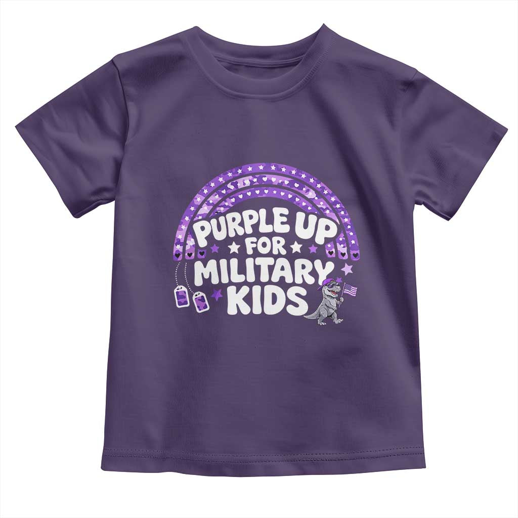 Purple Up For Military Kids Toddler T Shirt Cute Dino Dinosaur Proud Military Child Rainbow