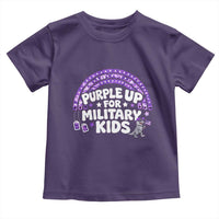 Purple Up For Military Kids Toddler T Shirt Cute Dino Dinosaur Proud Military Child Rainbow