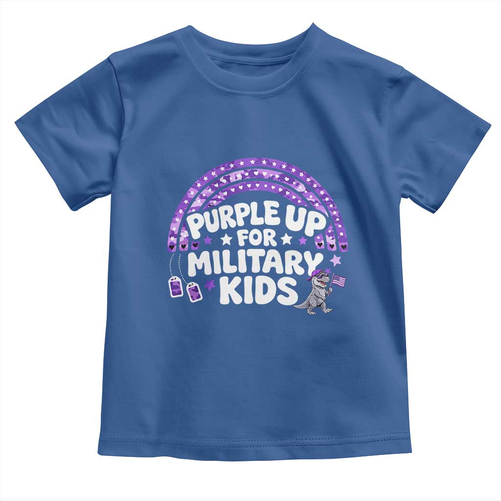 Purple Up For Military Kids Toddler T Shirt Cute Dino Dinosaur Proud Military Child Rainbow