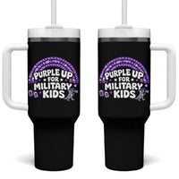 Purple Up For Military Kids Tumbler With Handle Cute Dino Dinosaur Proud Military Child Rainbow