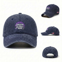 Purple Up For Military Kids Washed Cotton Baseball Cap Cute Dino Dinosaur Proud Military Child Rainbow