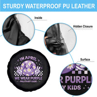 Proud Military Kids Spare Tire Cover Groovy Smile Face In April We Wear Purple Military Child Month