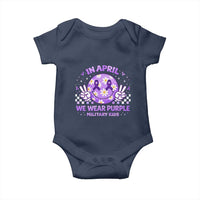 Proud Military Kids Baby Onesie Groovy Smile Face In April We Wear Purple Military Child Month