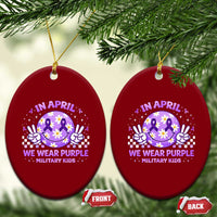 Proud Military Kids Ceramic Ornament Groovy Smile Face In April We Wear Purple Military Child Month