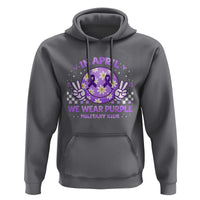 Proud Military Kids Hoodie Groovy Smile Face In April We Wear Purple Military Child Month