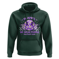 Proud Military Kids Hoodie Groovy Smile Face In April We Wear Purple Military Child Month