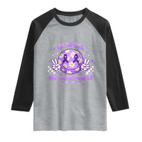 Proud Military Kids Raglan Shirt Groovy Smile Face In April We Wear Purple Military Child Month