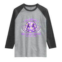 Proud Military Kids Raglan Shirt Groovy Smile Face In April We Wear Purple Military Child Month