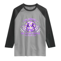 Proud Military Kids Raglan Shirt Groovy Smile Face In April We Wear Purple Military Child Month