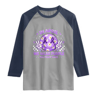 Proud Military Kids Raglan Shirt Groovy Smile Face In April We Wear Purple Military Child Month
