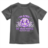Proud Military Kids Toddler T Shirt Groovy Smile Face In April We Wear Purple Military Child Month