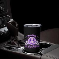 Proud Military Kids Tumbler Cup Groovy Smile Face In April We Wear Purple Military Child Month