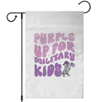 Purple Up For Military Kids Garden Flag Groovy Dino Dinosaur Military Child Month
