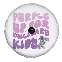 Purple Up For Military Kids Spare Tire Cover Groovy Dino Dinosaur Military Child Month