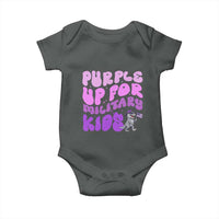 Purple Up For Military Kids Baby Onesie Groovy Dino Dinosaur Military Child Month