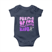 Purple Up For Military Kids Baby Onesie Groovy Dino Dinosaur Military Child Month