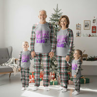 Purple Up For Military Kids Plaid Pajama Set Groovy Dino Dinosaur Military Child Month