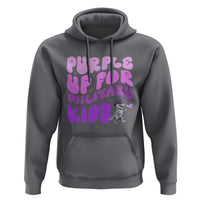 Purple Up For Military Kids Hoodie Groovy Dino Dinosaur Military Child Month