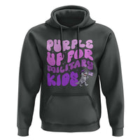 Purple Up For Military Kids Hoodie Groovy Dino Dinosaur Military Child Month