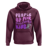 Purple Up For Military Kids Hoodie Groovy Dino Dinosaur Military Child Month