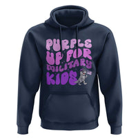 Purple Up For Military Kids Hoodie Groovy Dino Dinosaur Military Child Month