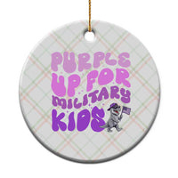 Purple Up For Military Kids Ceramic Ornament Groovy Dino Dinosaur Military Child Month