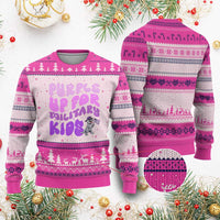 Purple Up For Military Kids Ugly Christmas Sweater Groovy Dino Dinosaur Military Child Month
