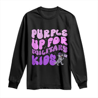 Purple Up For Military Kids Long Sleeve Shirt Groovy Dino Dinosaur Military Child Month