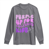 Purple Up For Military Kids Long Sleeve Shirt Groovy Dino Dinosaur Military Child Month