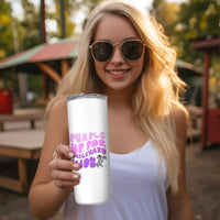Purple Up For Military Kids Skinny Tumbler Groovy Dino Dinosaur Military Child Month