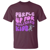 Purple Up For Military Kids T Shirt Groovy Dino Dinosaur Military Child Month