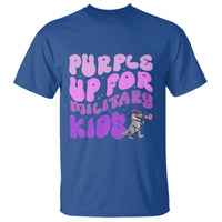 Purple Up For Military Kids T Shirt Groovy Dino Dinosaur Military Child Month