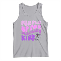Purple Up For Military Kids Tank Top Groovy Dino Dinosaur Military Child Month
