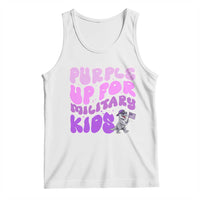 Purple Up For Military Kids Tank Top Groovy Dino Dinosaur Military Child Month