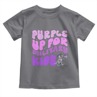 Purple Up For Military Kids Toddler T Shirt Groovy Dino Dinosaur Military Child Month