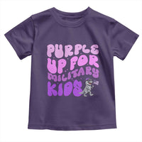 Purple Up For Military Kids Toddler T Shirt Groovy Dino Dinosaur Military Child Month