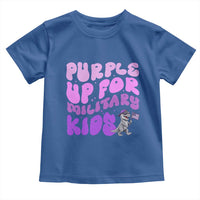 Purple Up For Military Kids Toddler T Shirt Groovy Dino Dinosaur Military Child Month