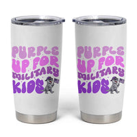 Purple Up For Military Kids Tumbler Cup Groovy Dino Dinosaur Military Child Month