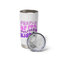 Purple Up For Military Kids Tumbler Cup Groovy Dino Dinosaur Military Child Month