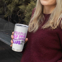 Purple Up For Military Kids Tumbler Cup Groovy Dino Dinosaur Military Child Month