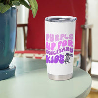 Purple Up For Military Kids Tumbler Cup Groovy Dino Dinosaur Military Child Month