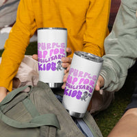 Purple Up For Military Kids Tumbler Cup Groovy Dino Dinosaur Military Child Month