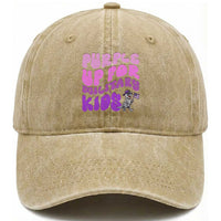 Purple Up For Military Kids Washed Cotton Baseball Cap Groovy Dino Dinosaur Military Child Month