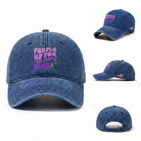 Purple Up For Military Kids Washed Cotton Baseball Cap Groovy Dino Dinosaur Military Child Month